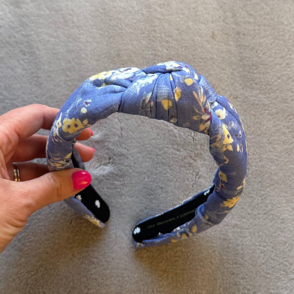 Lele Sadoughi x LoveShackFancy Floral Knot Headband in Blue Jay - Picture 5 of 9